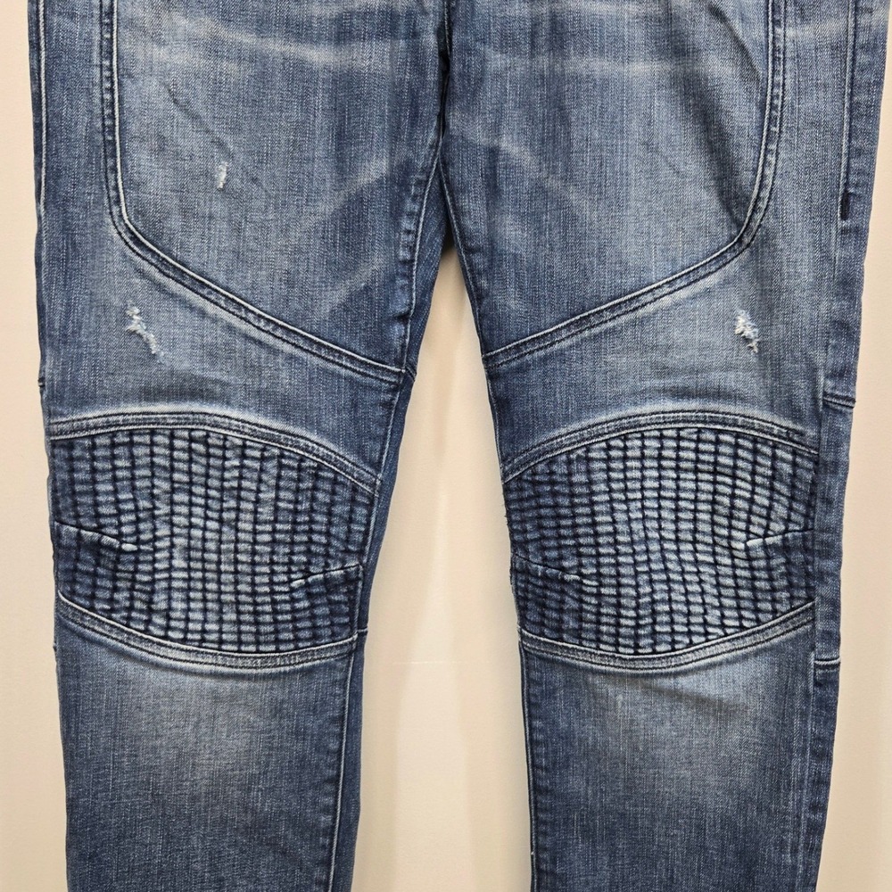 True Religion Geno Relaxed Slim Jean Men 33 Moto Biker Distressed Zipper Pockets - Picture 6 of 13